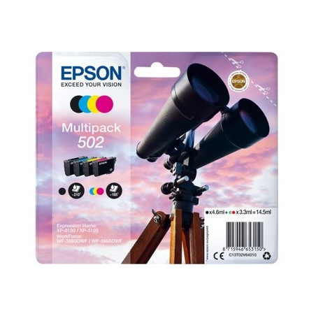 Epson K502 Pack x 4 original T02V640 - Noir Cyan Magenta Jaune