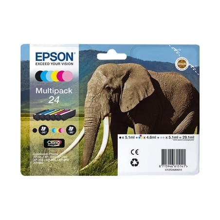 Epson KT2428 Pack x 6 original C13T24284011 - Noir Cyan Magenta Jaune